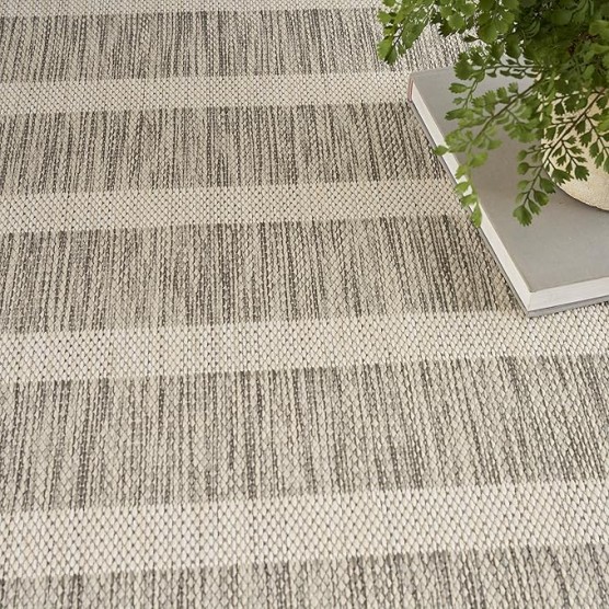 Nourison Positano Indoor/Outdoor Grey Ivory 9' x 12' Area Rug, Easy Cleaning, Non Shedding, Bed Room, Living Room, Dining Room, Backyard, Deck, Patio (9x12)