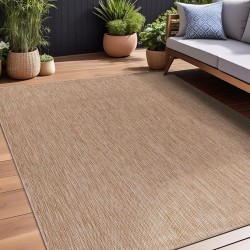 Indoor Outdoor Rug 8x10, Washable Outside Carpet for Patio, Deck, Porch, Solid Modern Area Rug, Water Resistant, Jute Beige