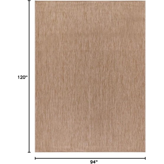 Indoor Outdoor Rug 8x10, Washable Outside Carpet for Patio, Deck, Porch, Solid Modern Area Rug, Water Resistant, Jute Beige