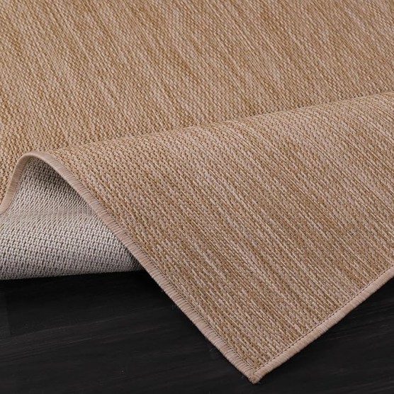Indoor Outdoor Rug 8x10, Washable Outside Carpet for Patio, Deck, Porch, Solid Modern Area Rug, Water Resistant, Jute Beige