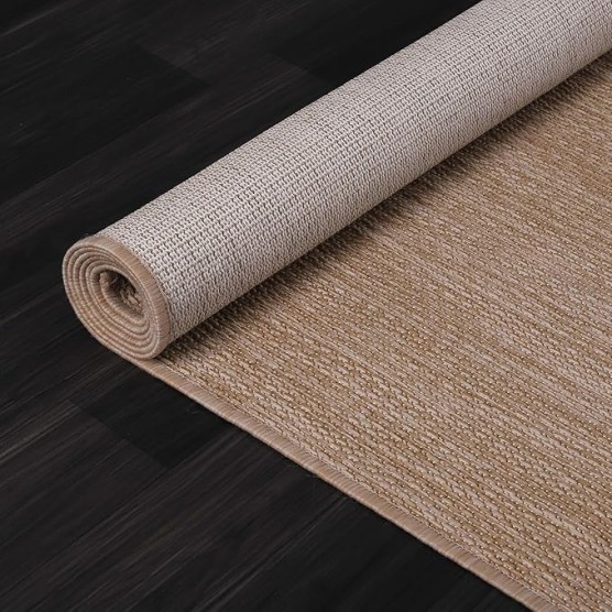 Indoor Outdoor Rug 8x10, Washable Outside Carpet for Patio, Deck, Porch, Solid Modern Area Rug, Water Resistant, Jute Beige