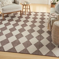 Nourison Positano 9' x 12' Indoor/Outdoor Area Rug, Grey, Modern, Geometric, Easy-Cleaning, Non-Shedding, Water-Resistant