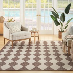 Nourison Positano 9' x 12' Indoor/Outdoor Area Rug, Grey, Modern, Geometric, Easy-Cleaning, Non-Shedding, Water-Resistant
