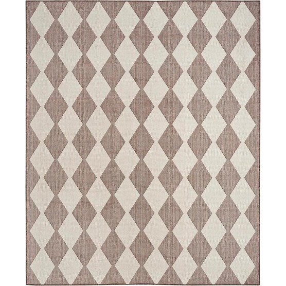 Nourison Positano 9' x 12' Indoor/Outdoor Area Rug, Grey, Modern, Geometric, Easy-Cleaning, Non-Shedding, Water-Resistant