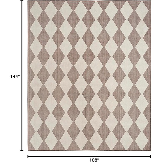 Nourison Positano 9' x 12' Indoor/Outdoor Area Rug, Grey, Modern, Geometric, Easy-Cleaning, Non-Shedding, Water-Resistant