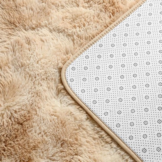 Large Shag Area Rugs 8 x 10, Tie-Dyed Plush Fuzzy Rugs for Living Room, Ultra Soft Fluffy Furry Rug for Bedroom, Indoor Carpet Nursery Rugs for Kids Room Home Decor, Beige