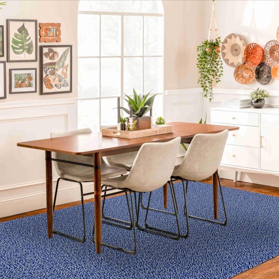 Boho Rugs for Living Room 5X7 ft Washable Area Rug for Bedroom Blue Navy Large Floor Carpet Rubber Backed Braided Woven Rug Cotton Area Rugs for Dining Room Bedroom Living Room