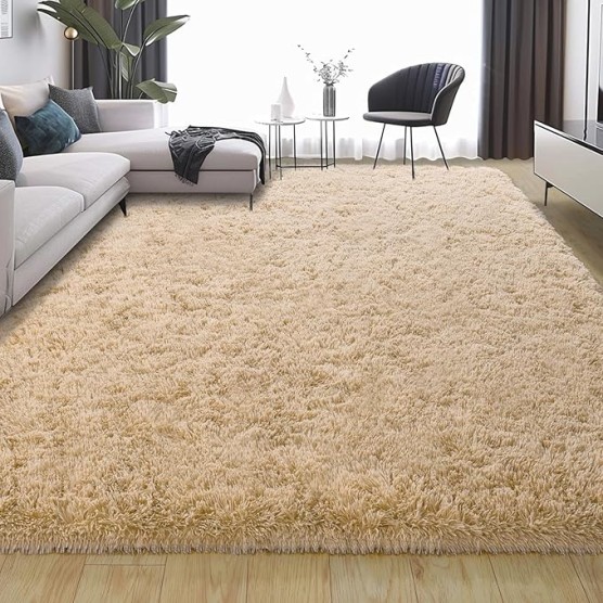 9x12 Large Area Rugs for Living Room, Ultra Soft Beige Big Shag Rug for Bedroom Nursery, Modern Fluffy Plush Carpet for Girls Boys Kids Room Dorm Home Decor, Upgrade Non-Slip