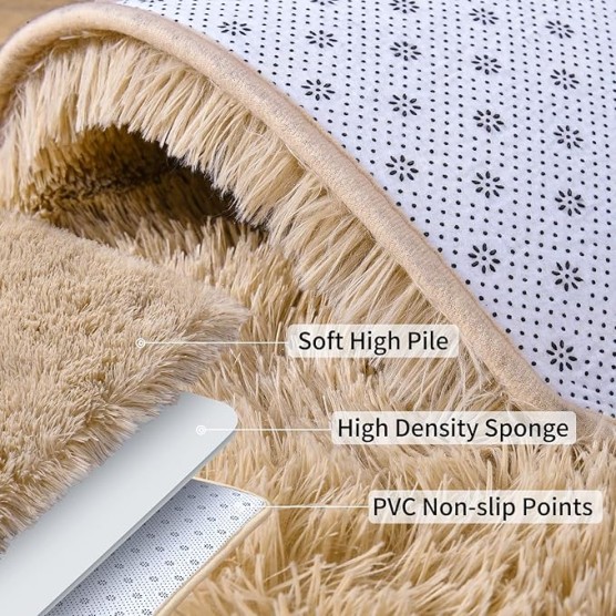 9x12 Large Area Rugs for Living Room, Ultra Soft Beige Big Shag Rug for Bedroom Nursery, Modern Fluffy Plush Carpet for Girls Boys Kids Room Dorm Home Decor, Upgrade Non-Slip