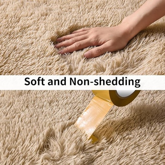 9x12 Large Area Rugs for Living Room, Ultra Soft Beige Big Shag Rug for Bedroom Nursery, Modern Fluffy Plush Carpet for Girls Boys Kids Room Dorm Home Decor, Upgrade Non-Slip
