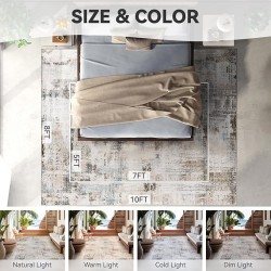 Camel Grey Washable Area Rugs 8x10 Rugs for Living Room Bedroom Rug Dining Room Office Rug Carpet Neutral Modern Abstract Soft Comfortable Water Repellent Easy Care Low Pile Non Slip