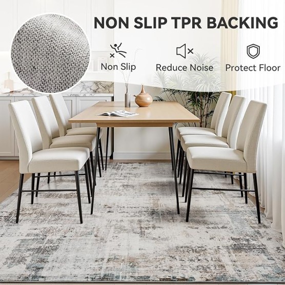 Camel Grey Washable Area Rugs 8x10 Rugs for Living Room Bedroom Rug Dining Room Office Rug Carpet Neutral Modern Abstract Soft Comfortable Water Repellent Easy Care Low Pile Non Slip