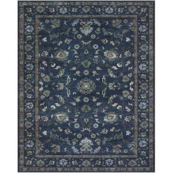  Vintage Floral Rugs for Living Room, Washable 8x10 Area Rugs, Low Pile Non Shedding Stain Resistant Rugs for Bedroom Dining Room Home Office Department,(Blue,8x10)