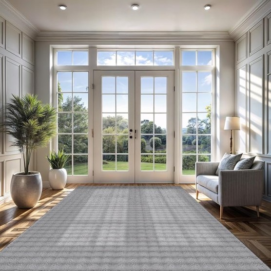 Plush Area Rug 8x10 Modern Fluffy Shag Shaggy Ultra Soft Bedside Rugs Non Slip High Pile Easy to Clean Durable Living Room Dining Room Indoor Carpet (8 x 10 Gray)