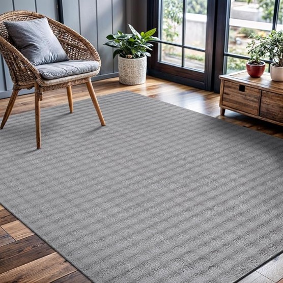 Plush Area Rug 8x10 Modern Fluffy Shag Shaggy Ultra Soft Bedside Rugs Non Slip High Pile Easy to Clean Durable Living Room Dining Room Indoor Carpet (8 x 10 Gray)