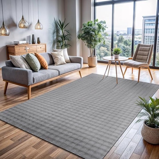 Plush Area Rug 8x10 Modern Fluffy Shag Shaggy Ultra Soft Bedside Rugs Non Slip High Pile Easy to Clean Durable Living Room Dining Room Indoor Carpet (8 x 10 Gray)