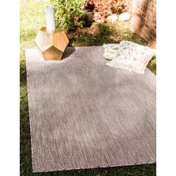 Collection Casual Transitional Solid Heathered Indoor/Outdoor Flatweave Area Rug (7' 10" x 11' 4" Rectangle, Beige/Ivory)