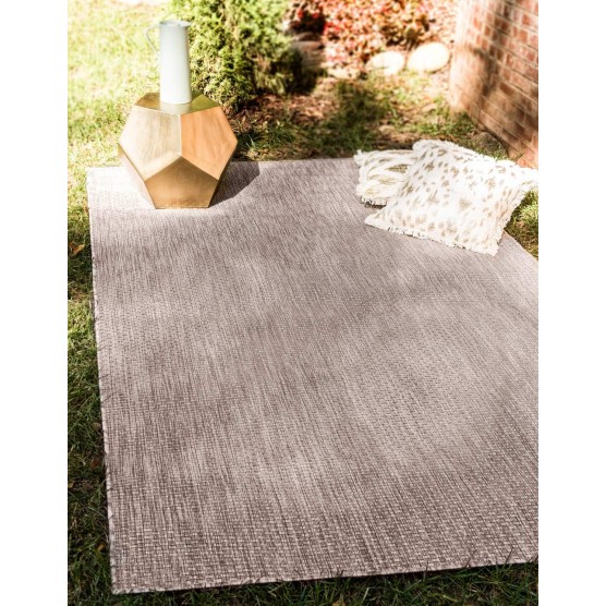 Collection Casual Transitional Solid Heathered Indoor/Outdoor Flatweave Area Rug (7' 10" x 11' 4" Rectangle, Beige/Ivory)