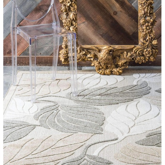 Outdoor Botanical Collection Area Rug - Augusta (7' 1" x 10' Rectangle, Beige/ Ivory)