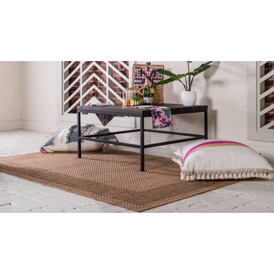 Outdoor Border Collection Area Rug - Greek Key (8' x 11' 4" Rectangle, Light Brown/ Tan)