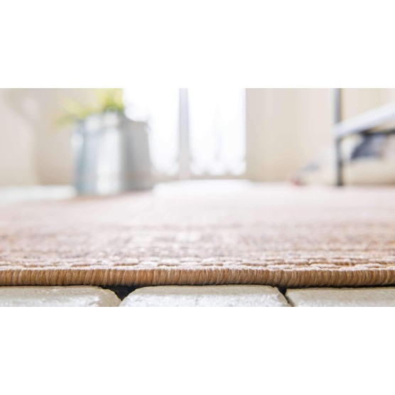 Outdoor Border Collection Area Rug - Greek Key (8' x 11' 4" Rectangle, Light Brown/ Tan)