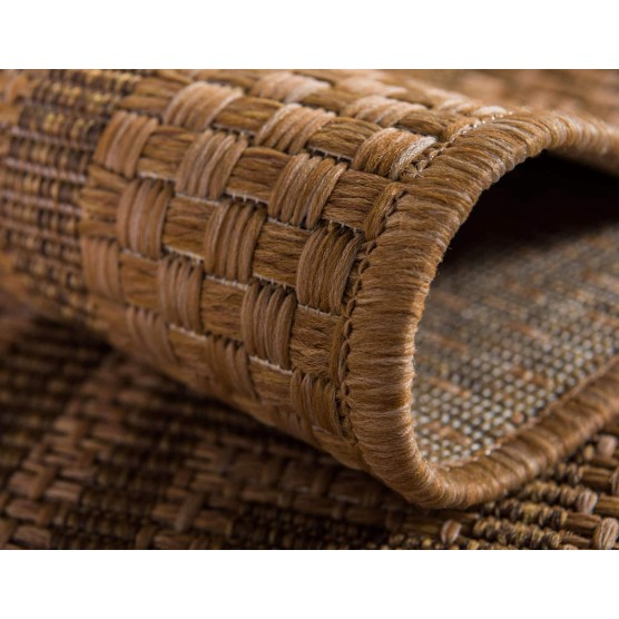 Outdoor Border Collection Area Rug - Greek Key (8' x 11' 4" Rectangle, Light Brown/ Tan)