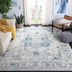 Madison Collection Area Rug - 8' x 10', Turquoise & Ivory, Snowflake Medallion Distressed Design, Non-Shedding & Easy Care, Ideal for High Traffic Areas in Living Room, Bedroom (MAD603K)
