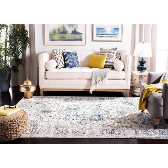 Madison Collection Area Rug - 8' x 10', Turquoise & Ivory, Snowflake Medallion Distressed Design, Non-Shedding & Easy Care, Ideal for High Traffic Areas in Living Room, Bedroom (MAD603K)