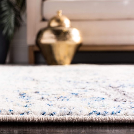 Madison Collection Area Rug - 8' x 10', Turquoise & Ivory, Snowflake Medallion Distressed Design, Non-Shedding & Easy Care, Ideal for High Traffic Areas in Living Room, Bedroom (MAD603K)