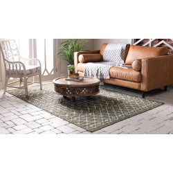 Outdoor Trellis Collection Area Rug - Tribal Trellis (7' 10" x 11' 4" Rectangle, Green/ Natural)