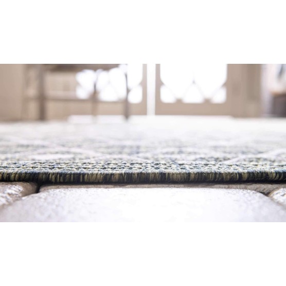 Outdoor Trellis Collection Area Rug - Tribal Trellis (7' 10" x 11' 4" Rectangle, Green/ Natural)