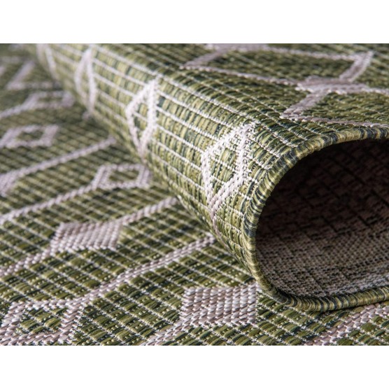 Outdoor Trellis Collection Area Rug - Tribal Trellis (7' 10" x 11' 4" Rectangle, Green/ Natural)