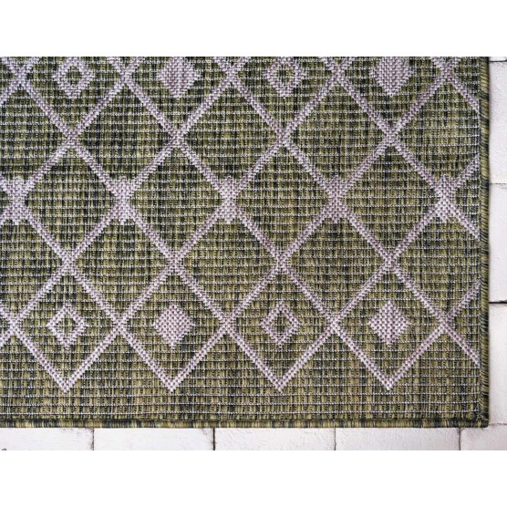 Outdoor Trellis Collection Area Rug - Tribal Trellis (7' 10" x 11' 4" Rectangle, Green/ Natural)
