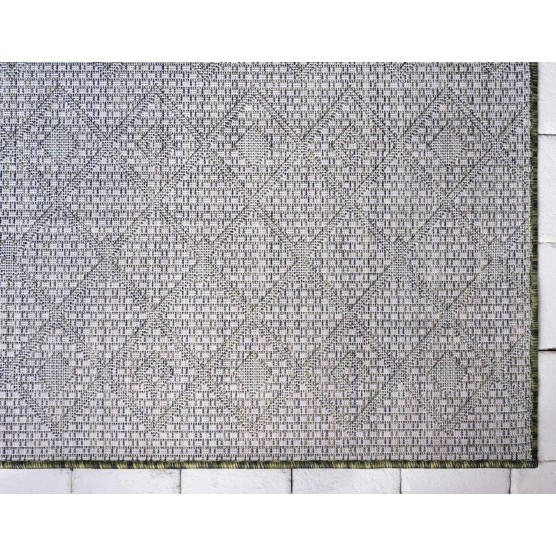 Outdoor Trellis Collection Area Rug - Tribal Trellis (7' 10" x 11' 4" Rectangle, Green/ Natural)