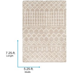 Hapsburg Moroccan Shag Area Rug, 5'3" x 7'3", Beige