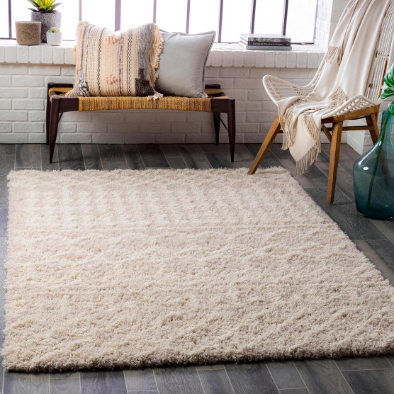 Hapsburg Moroccan Shag Area Rug, 5'3" x 7'3", Beige