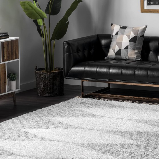 Bria Moroccan Shag Tasseled Area Rug - 8x10 Shag Area Rug Modern/Contemporary White/Ivory Rugs for Living Room Bedroom Dining Room Nursery