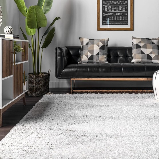 Bria Moroccan Shag Tasseled Area Rug - 8x10 Shag Area Rug Modern/Contemporary White/Ivory Rugs for Living Room Bedroom Dining Room Nursery