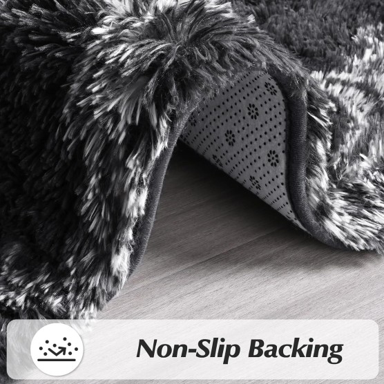 8x10 Shag Large Area Rugs for Living Room, Dark Grey Modern Super Soft Bedroom Carpet, Moroccan Luxury Geometric Plush Fluffy Rug for Kids Nursery Girls Room Indoor Home Decor