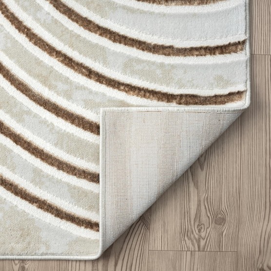 Glam Collection Area Rug - Beige/Cream Modern Abstract Design - 6' x 9' - for Living Room, Bedroom & Office