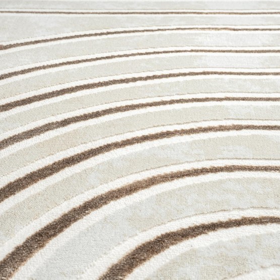 Glam Collection Area Rug - Beige/Cream Modern Abstract Design - 6' x 9' - for Living Room, Bedroom & Office